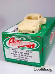 Arena Modelli: Car scale model kit 1/43 scale - Porsche 934/5 Brumos Racing Team sponsored by Brumos Porsche #59 - Peter Gregg (US) - SCCA Trans-American Championship 1977 - photo-etched parts, resin parts, rubber parts, turned metal parts, water slide decals, white metal parts and assembly instructions