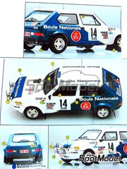 Arena Modelli: Car scale model kit 1/43 scale - Fiat Ritmo 75 sponsored by Boule Nationale #14 - William 'Willy' Plas (BE) + Eddy Nijs (BE) - Boucles de SPA 1981 - photo-etched parts, resin parts, rubber parts, turned metal parts, water slide decals, assembly instructions and painting instructions