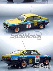 Arena Modelli: Car scale model kit 1/24 scale - Opel Kadett GTE 1900 group 2 and group 4 Conrero Team #6, 20 - Amilcare Ballestrieri (IT) + Roberto 'Rudy' Dalpozzo (IT), Federico Ormezzano (IT) + Renato Meiohas (IT) - Sanremo Rally, Isola d'Elba Rally 1977 - photo-etched parts, resin parts, rubber parts, vacuum formed parts, water slide decals, white metal parts and assembly instructions image