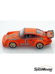 Arena Modelli: Car scale model kit 1/43 scale - Porsche 935 Carrera RSR Kremer Team sponsored by Jagermeister #3 - Helmut Kelleners (DE) - Deutsche Rennsport Meisterschaft DRM Nürburgring Eifelrennen 1975 - photo-etched parts, resin parts, rubber parts, turned metal parts, water slide decals, other materials, assembly instructions and painting instructions image