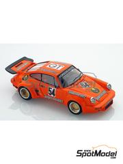 Arena Modelli: Car scale model kit 1/43 scale - Porsche 911 Carrera RSR Kremer Team sponsored by Jagermeister #5, 54 - Helmut Kelleners (DE) + Hans Heyer (DE) + Robert 'Bob' Wollek (FR) - Nürburgring 1000 Kilometres, Deutsche Rennsport Meisterschaft DRM Hockenheim Grand Prix, Nürburgring 300 Kilometres 1975 - photo-etched parts, resin parts, rubber parts, turned metal parts, water slide decals, other materials, assembly instructions and painting instructions image