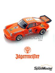 Arena Modelli: Maqueta de coche escala 1/24 - Porsche 911 Carrera RSR  Equipo Kremer patrocinado por Jagermeister N� 5, 54 - Helmut Kelleners (DE) + Hans Heyer (DE) + Robert 'Bob' Wollek (FR) - 1000 Kil�metros de N�rburgring, Deutsche Rennsport Meisterschaft DRM Hockenheim Grand Prix, 300 Kil�metros de N�rburgring 1975 - fotograbados, piezas de resina, piezas de goma, calcas de agua, piezas de metal blanco y manual de instrucciones