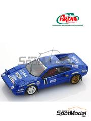 Arena Modelli: Car scale model kit 1/43 scale - Ferrari 308 GTB Group 4 sponsored by Saba #1 - Carlo Maria Cuccirelli (IT) + Giovanna Muttini (IT) - ACI Varese Rally 1983 - photo-etched parts, resin parts, turned metal parts, water slide decals, white metal parts, other materials and assembly instructions