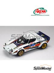 Arena Modelli: Car scale model kit 1/43 scale - Lancia Stratos HF Grifone Sias Team sponsored by Rothmans #5 - Mauro Pregliasco (IT) + Mirko Perissutti (IT) - Targa Florio 1981 - photo-etched parts, resin parts, rubber parts, turned metal parts, water slide decals, white metal parts, assembly instructions and tobacco sponsor decals