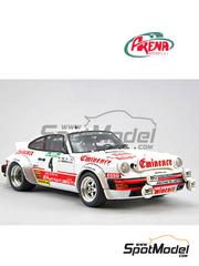 Arena Modelli: Car scale model kit 1/24 scale - Porsche 911SC Group 4 Almeras Team sponsored by Eminence #4, 5 - Jean-Luc Thrier (FR) + Michel Vial (FR) - Portugal Rally - Vinho do Porto 1981 and 1982 - photo-etched parts, resin parts, turned metal parts, water slide decals, white metal parts, other materials and assembly instructions