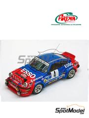 Arena Modelli: Car scale model kit 1/24 scale - Porsche 911SC Group 4 Almeras Team sponsored by Esso, Eminence #4, 8 - Guy Frquelin (FR) + Jean-Francois Fauchille (FR), Jean-Luc Thrier (FR) + Michel Vial (FR) - Monte Carlo Rally - Rallye Automobile de Monte-Carlo 1982 - photo-etched parts, resin parts, turned metal parts, water slide decals, white metal parts, other materials and assembly instructions