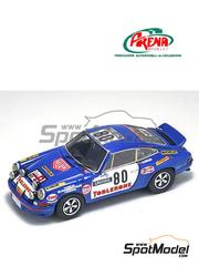 Arena Modelli: Car scale model kit 1/43 scale - Porsche Carrera 2.7 RS sponsored by Toblerone #80 - Claude Haldi (CH) + Miloud Khalfi (DZ) - Tour de France Automobile 1973 - photo-etched parts, resin parts, rubber parts, water slide decals, white metal parts and assembly instructions