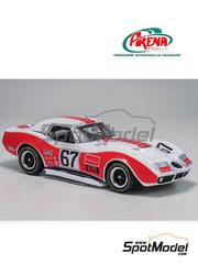 Arena Modelli: Car scale model kit 1/43 scale - Chevrolet Corvette C3 Owens-Corning Team sponsored by Fiberglass #67 - Jerry Thompson (US) + Jim Harrell (US) + Tony de Lorenzo (US) - 24 Hours of Daytona 1969 - photo-etched parts, resin parts, rubber parts, turned metal parts, water slide decals, white metal parts and assembly instructions