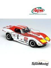 Arena Modelli: Car scale model kit 1/43 scale - Chevrolet Corvette C3 Troy Promotions Team sponsored by Fiberglass #1 - Tony de Lorenzo (US) + Dick Lang (US) - 12 Hours Sebring 1970 - photo-etched parts, resin parts, rubber parts, turned metal parts, water slide decals, white metal parts and assembly instructions
