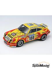 Arena Modelli: Car scale model kit 1/43 scale - Porsche 911 Carrera RSR 3.0 Sonauto Team sponsored by Defense Mondiale #108 - Claude Ballot-Lna (FR) + Jean-Claude Mornas (FR) - Tour de France Automobile 1973 - photo-etched parts, resin parts, rubber parts, turned metal parts, water slide decals, other materials and assembly instructions