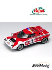 Arena Modelli: Car scale model kit 1/43 scale - Lancia Stratos HF Lancia Marlboro Team sponsored by Marlboro #2 - Sandro Munari (IT) + Mario Manucci (IT) - Firestone Rallye  1973 - photo-etched parts, resin parts, rubber parts, water slide decals, white metal parts, assembly instructions and tobacco sponsor decals