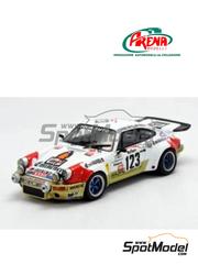 Arena Modelli: Car scale model kit 1/43 scale - Porsche 911 Carrera RS Almeras Freres Team sponsored by Eminence #123 - Jean-Claude Rey (FR) + Lucien Strotz (FR) - Tour de France Automobile 1977 - photo-etched parts, resin parts, rubber parts, turned metal parts, water slide decals, white metal parts and assembly instructions