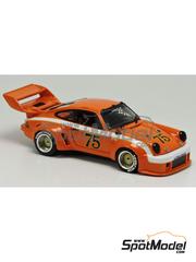 Arena Modelli: Car scale model kit 1/43 scale - Porsche Carrera RSR Ridgely Racing Team sponsored by Urban Homes #75 - Jim Cook (US) + Norm Ridgely (CA) - Watkins Glen 6 Hours 1977 - photo-etched parts, resin parts, rubber parts, turned metal parts, water slide decals, white metal parts and assembly instructions image