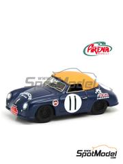 Arena Modelli: Car scale model kit 1/43 scale - Porsche 356A Spider sponsored by Bosch #11 - Paul Metternich (DE) + Manuel de Teff (BR) + Herbert Linge (DE) - Carrera Panamericana 1952 - photo-etched parts, resin parts, rubber parts, water slide decals, white metal parts, assembly instructions and painting instructions