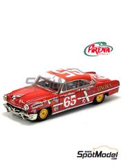 Arena Modelli: Car scale model kit 1/43 scale - Lincoln Capri sponsored by Hilton Motors #65 - Bill Vukovich (US) + Vern Houle (US) - Carrera Panamericana 1953 - photo-etched parts, resin parts, rubber parts, water slide decals, white metal parts, assembly instructions and painting instructions