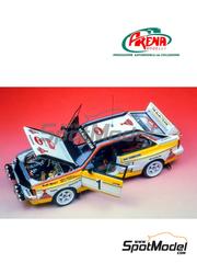 Arena Modelli: Car scale model kit 1/43 scale - Audi Quattro Group B Audi Sport Team sponsored by HB #1, 4, 7 - Walter Rhrl (DE) + Christian Geistdrfer (DE), Hannu Mikkola (FI) + Arne Hertz (SE), Stig Blomqvist (SE) + Bjrn 'Kapten' Cederberg (SE) - Monte Carlo Rally - Rallye Automobile de Monte-Carlo 1984 - photo-etched parts, resin parts, rubber parts, water slide decals, white metal parts, assembly instructions and tobacco sponsor decals