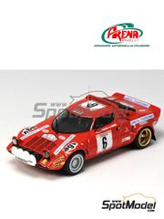 Arena Modelli: Car scale model kit 1/43 scale - Lancia Stratos HF Lancia Chardonnet Team sponsored by AGV #6 - Bernard Darniche (FR) + Alain Mah� (FR) - Tour de Corse Rallye de France 1975 - photo-etched parts, resin parts, rubber parts, turned metal parts, water slide decals, white metal parts and assembly instructions
