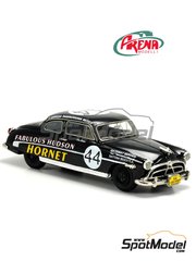 Arena Modelli: Car scale model kit 1/43 scale - Hudson Hornet sponsored by Fabulous Hudson Hornet #44 - Marshall Teague (US) + Leslie Snow (US) - Carrera Panamericana 1951 - photo-etched parts, resin parts, rubber parts, water slide decals, white metal parts, other materials, assembly instructions and painting instructions image