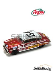 Arena Modelli: Car scale model kit 1/43 scale - Hudson Hornet sponsored by Fabulous Hudson Hornet #154 - Marshall Teague (US) + Leslie Snow (US) - Carrera Panamericana 1952 - photo-etched parts, resin parts, rubber parts, water slide decals, white metal parts, other materials, assembly instructions and painting instructions image
