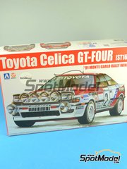 Beemax Model Kits: Car scale model kit 1/24 scale - Toyota Celica GT-Four ST165 Group A sponsored by Repsol #2 - Carlos Sainz (ES) + Luis Moya (ES) - Monte Carlo Rally - Rallye Automobile de Monte-Carlo 1991 - plastic parts, rubber parts, water slide decals and assembly instructions image