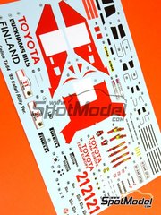 Beemax Model Kits: Spare part 1/24 scale - Toyota TA64 Celica: Decals - water slide decals - for Beemax Model Kits references B24004 and Aoshima 084564