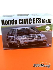 Beemax Model Kits: Car scale model kit 1/24 scale - Honda Civic EF3 Group A sponsored by PIAA #15 - Hideki Okada (JP) - plastic parts, rubber parts, water slide decals and assembly instructions image