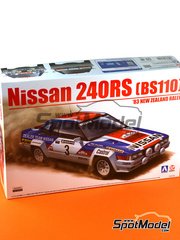 Beemax Model Kits: Car scale model kit 1/24 scale - Nissan 240RS BS110 Group B Dealer Nissan Team #3 - Timo Salonen (FI) + Seppo Harjanne (FI) - New Zealand Rally 1983 - plastic parts, rubber parts, water slide decals and assembly instructions image