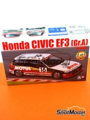 Beemax Model Kits: Car scale model kit 1/24 scale - Honda Civic EF3 Group A sponsored by Motul Castrol #16 1988 - plastic parts, rubber parts, water slide decals and assembly instructions image