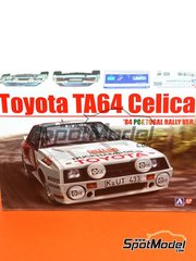 Beemax Model Kits: Car scale model kit 1/24 scale - Toyota TA64 Celica sponsored by Duckhams Oils #11, 13 - Juha Kankkunen (FI) + Fred Gallagher (GB), Bj&ouml;rn Waldeg&aring;rd (SE) + Hans Thorszelius (SE) - Portugal Rally - Vinho do Porto 1984 - plastic parts, rubber parts, water slide decals, assembly instructions and painting instructions image