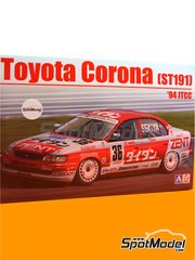 Beemax Model Kits: Car scale model kit 1/24 scale - Toyota Corona ST191 sponsored by Zent #36, 37 - Masanori Sekiya (JP) - Japan Touring Car Championship (JTCC) 1994 - plastic parts, rubber parts, water slide decals, assembly instructions and painting instructions image