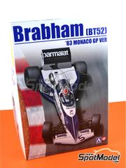 Beemax Model Kits: Car scale model kit 1/20 scale - Brabham BMW BT52 Brabham Racing Organisation Team sponsored by Parmalat #5, 6 - Nelson Piquet (BR), Riccardo Patrese (IT) - Monaco Formula 1 Grand Prix 1983 - plastic parts, rubber parts, water slide decals, assembly instructions and painting instructions