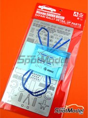 Beemax Model Kits: Detail up set 1/24 scale - Nissan 240RS - Safari Rally 1984 - photo-etched parts, seatbelt fabric, turned metal parts, water slide decals and other materials - for Beemax Model Kits references B24014, Aoshima 104330 and BX24041