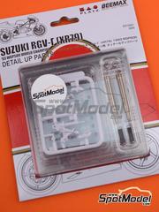 Beemax Model Kits: Detail up set 1/12 scale - Suzuki RGV500 - World Championship 1993 - photo-etched parts, plastic parts, turned metal parts, water slide decals and tobacco sponsor decals - for Beemax Model Kits reference BX13001