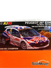 Belkits: Car scale model kit 1/24 scale - Peugeot 207 S2000 Peugeot UK Team sponsored by Total #6 - Kris Meeke (GB) + Paul Nagle (IE) - Ypres Rally 2009 - photo-etched parts, plastic parts, rubber parts, water slide decals, assembly instructions and painting instructions