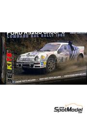 Belkits: Car scale model kit 1/24 scale - Ford RS200 Group B Ford Motor Co. Ltd Team #6 - Kalle Grundel (SE) + Benny Melander (SE) - Lombard RAC Rally 1986 - photo-etched parts, plastic parts, rubber parts, seatbelt fabric, water slide decals, assembly instructions and painting instructions