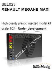 Belkits: Car scale model kit 1/24 scale - Renault Megane Maxi - photo-etched parts, plastic parts, rubber parts, seatbelt fabric, water slide decals, assembly instructions and painting instructions