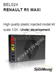 Belkits: Car scale model kit 1/24 scale - Renault R5 Maxi - photo-etched parts, plastic parts, rubber parts, seatbelt fabric, water slide decals, assembly instructions and painting instructions