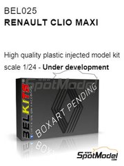 Belkits: Car scale model kit 1/24 scale - Renault Clio Maxi - photo-etched parts, plastic parts, rubber parts, seatbelt fabric, water slide decals, assembly instructions and painting instructions
