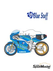 Blue Stuff: Marking / livery 1/12 scale - Yamaha FZR750 Sonauto Team sponsored by Gauloises #6 - Christian Sarron (FR) + Jacques Cornu (CH) + Thierry Espi (FR) - 24 Hours Bol d'Or 1985 - water slide decals, assembly instructions, painting instructions and tobacco sponsor decals - for Fujimi references FJ141312, 14131, FJ141428 and 14142