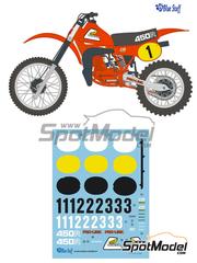 Blue Stuff: Decoracin escala 1/12 - Honda CR450R N 1, 2, 3 1981 - calcas de agua, manual de instrucciones e instrucciones de pintado - para la referencia de Tamiya TAM14018