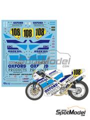 Blue Stuff: Decoracin escala 1/12 - Ducati 888 patrocinado por Oxford Products N 108 - Steve Hislop (GB) - AMA Superbikes Daytona 200 1992 - calcas de agua y manual de instrucciones - para la referencia de Tamiya TAM14063