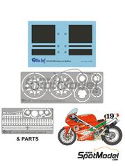 Blue Stuff: Marking / livery 1/12 scale - Ducati 888 sponsored by Grottini #19 - Davide Tardozzi (IT) - Superbike World Championship 1991 - photo-etched parts, water slide decals and assembly instructions - for Tamiya reference TAM14063