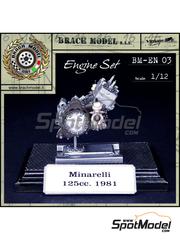 Brach Model: Engine 1/12 scale - Minarelli 125cc 1981 - metal parts, resin parts and other materials