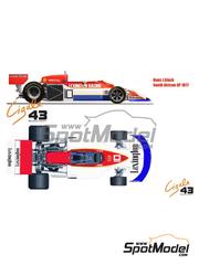 Cigale 43 Modelcraft: Decoracin escala 1/43 - March Ford 761B patrocinado por Lexington N 10 - Hans-Joachim Stuck (DE) - Gran Premio de Frmula 1 de Sudfrica 1977 - calcas de agua, instrucciones de colocacin y calcas de sponsors de tabaco - para las referencias de Tameo Kits SLK060, SLK066, TMK235, TMK236, TMK252, TMK271, TMK274 y TMK275