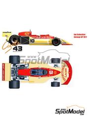 Cigale 43 Modelcraft: Decoracin escala 1/43 - March Ford 761B patrocinado por Sportsman Lager N 10 - Ian Scheckter (ZA) - Gran Premio de Frmula 1 de Alemania 1977 - calcas de agua e instrucciones de colocacin - para las referencias de Tameo Kits SLK060, SLK066, TMK235, TMK236, TMK252, TMK271, TMK274 y TMK275