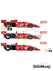 Cigale 43 Modelcraft: Decoracin escala 1/43 - March Ford 761B patrocinado por Marlboro N 37 - Arturo Merzario (IT) - Gran Premio de Frmula 1 de Alemania, Gran Premio de Frmula 1 de Belgica, Gran Premio de Frmula 1 de Espaa, Gran Premio de Frmula 1 de Francia, Gran Premio de Formula 1 de Holanda, Gran Premio de Frmula 1 de Inglaterra, Gran Premio de Formula 1 de Mnaco 1977 - calcas de agua, instrucciones de colocacin y calcas de sponsors de tabaco - para las referencias de Tameo Kits SLK060, SLK066, TMK235, TMK236, TMK252, TMK271, TMK274 y TMK275