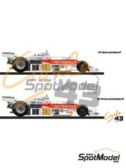 Cigale 43 Modelcraft: Decoracin escala 1/43 - McLaren Ford M23 Equipo BS Fabrications patrocinado por Chesterfield N 30 - Brett Lunger (US) - Gran Premio de Frmula 1 de Canada, Gran Premio de Frmula 1 de Italia, Gran Premio Watkins Glen USA East, Gran Premio de Formula 1 de Holanda 1977 - calcas de agua, instrucciones de colocacin y calcas de sponsors de tabaco - para las referencias de Tameo Kits SLK088, TMK220, TMK221, TMK230, TMK264, WCT074 y WCT076