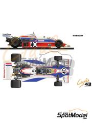 Cigale 43 Modelcraft: Decoracin escala 1/43 - McLaren Ford M23 Equipo Melchester Racing N 40 - Anthony Hugh Leigh 'Tony' Trimmer (GB) - Gran Premio de Frmula 1 de Inglaterra 1978 - calcas de agua, instrucciones de colocacin y calcas de sponsors de tabaco - para las referencias de Tameo Kits SLK088, TMK220, TMK221, TMK230, TMK264, WCT074 y WCT076