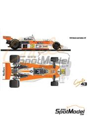 Cigale 43 Modelcraft: Decoracin escala 1/43 - McLaren Ford M23 Equipo BS Fabrications patrocinado por Marlboro N 29 - Nelson Piquet (BR) - Gran Premio de Formula 1 de Holanda, Gran Premio de Frmula 1 de Italia 1978 - calcas de agua, instrucciones de colocacin y calcas de sponsors de tabaco - para las referencias de Tameo Kits SLK088, TMK220, TMK221, TMK230, TMK264, WCT074 y WCT076
