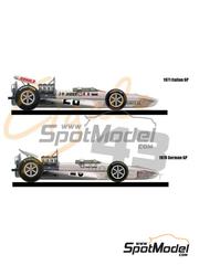 Cigale 43 Modelcraft: Decoracin escala 1/43 - March Ford 701 Equipo Hubert Hahne Racing patrocinado por Arnold N 26 - Hubert Hahne (DE), Jean-Pierre Jarier (FR) - Gran Premio de Frmula 1 de Alemania, Gran Premio de Frmula 1 de Italia 1970 y 1971 - calcas de agua, instrucciones de colocacin y calcas de sponsors de tabaco - para las referencias de Tameo Kits SLK100, SLK102, SLK107 y SLK114